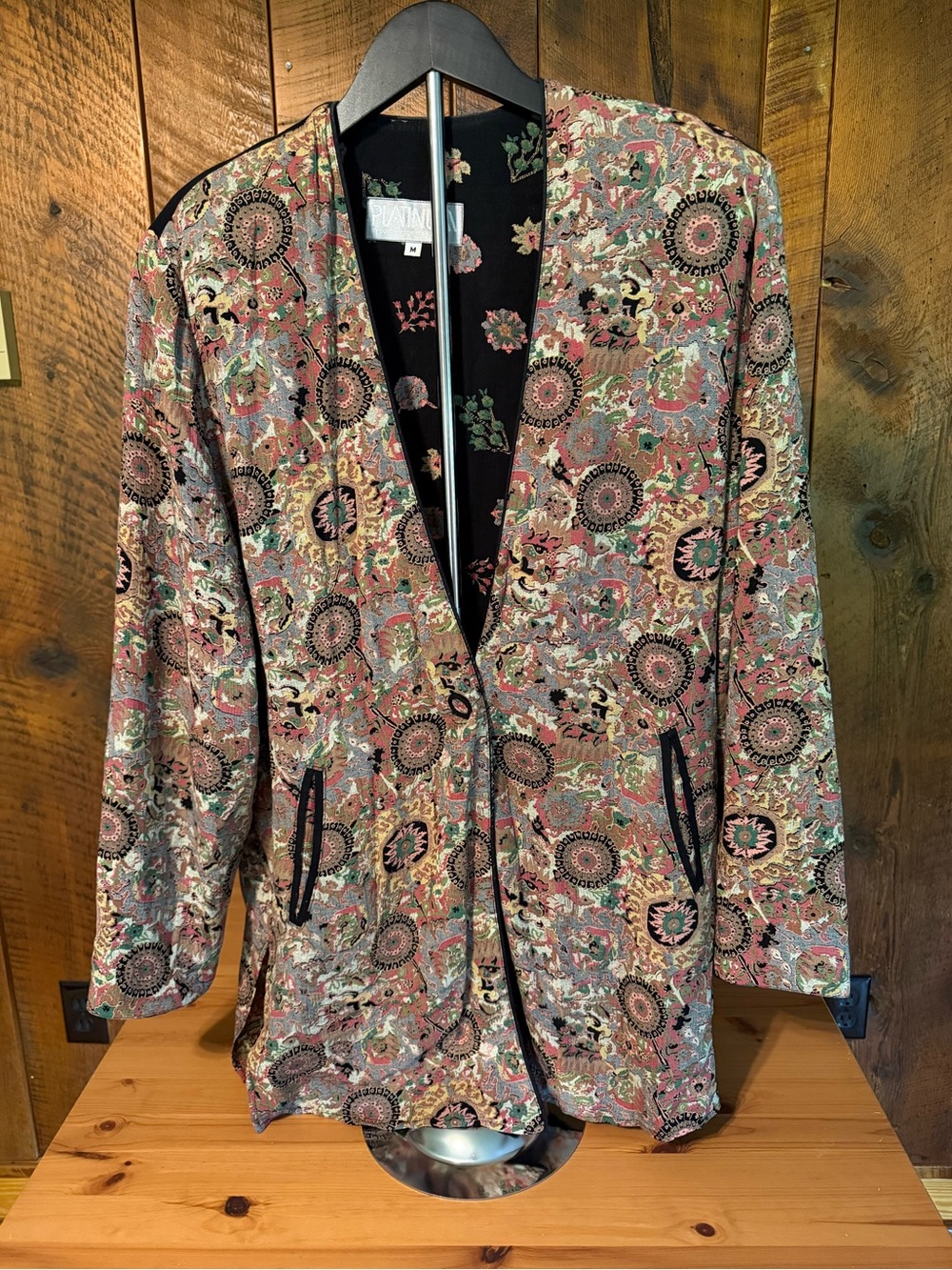 Vintage Dorothy Schoelen Platinum Quilted Jacket Blazer M Mandala Paisley Boho